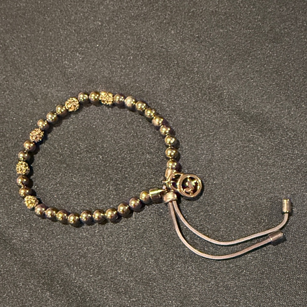 Michael Kors Brilliance Beaded Bracelet with Leather Stretch Band